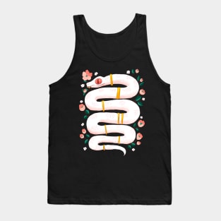 White Snake with Pink Flowers Tank Top